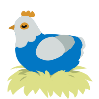 A sapphire and silver chicken with a head pattern