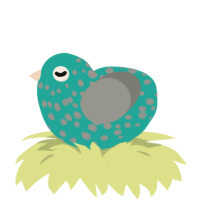 A turquoise and ash chicken with a speckle pattern