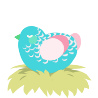 A aqua and rose chicken with a half-lace pattern
