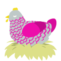 Sweater Weather, a silver and fuchsia chicken with a lace pattern