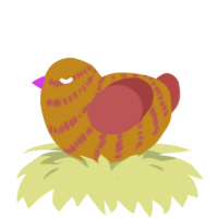 A ochre and red chicken with a bar pattern