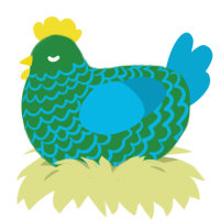 A viridian and cerulean chicken with a lace pattern