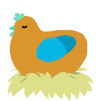 A orange and cerulean chicken