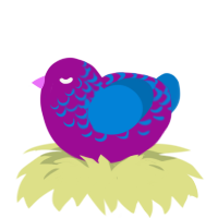 A plum and sapphire chicken with a half-lace pattern