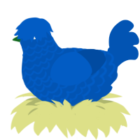 A ultramarine chicken with a lace pattern