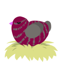 A maroon and grey chicken with a bar pattern