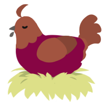 A maroon and russet chicken with a head pattern