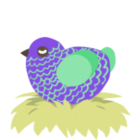 A blurple and spring chicken with a lace pattern