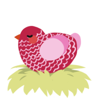 A crimson and pink chicken with a lace pattern