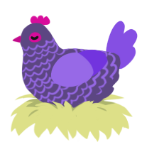 A overcast and blurple chicken with a lace pattern