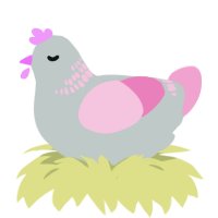 A silver and pink chicken with a neck-band pattern