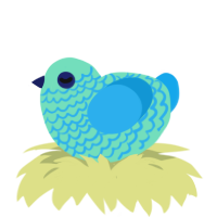 A mint and sky chicken with a lace pattern