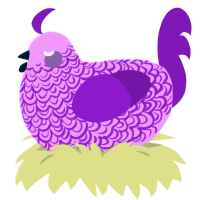 A lavender and violet chicken with a double-lace pattern
