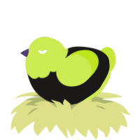 A sable and lime chicken with a head pattern