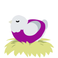 A plum and mist chicken with a head pattern