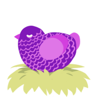A violet and orchid chicken with a lace pattern