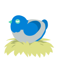 A silver and sapphire chicken with a head pattern