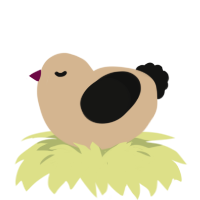 A beige and black chicken