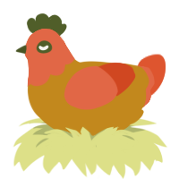 A ochre and vermilion chicken with a head pattern