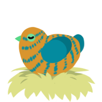 A orange and sea chicken with a bar pattern