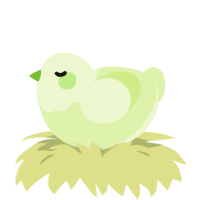 A apple chicken with a head pattern