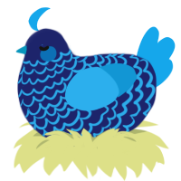 A navy and sky chicken with a lace pattern