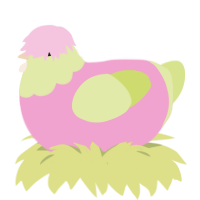 A pink and lemon chicken with a head pattern