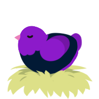 A tumblr and violet chicken with a head pattern