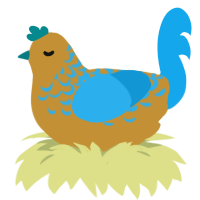 A gold and sky chicken with a half-lace pattern