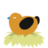 A orange and black chicken
