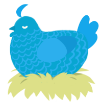 A cerulean and sky chicken with a lace pattern