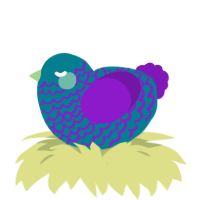 A sea and violet chicken with a lace pattern