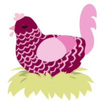 A maroon and pink chicken with a lace pattern