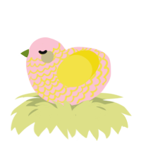 A rose and yellow chicken with a lace pattern