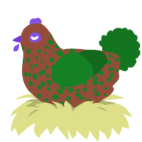 A russet and leaf chicken with a speckle pattern