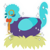 A overcast and aqua chicken with a head pattern
