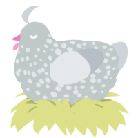 A silver and mist chicken with a speckle pattern