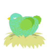 A mint and grass chicken with a lace pattern