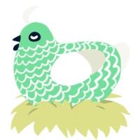 A spring and white chicken with a lace pattern