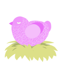 A lavender chicken with a double-lace pattern