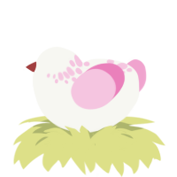 A white and pink chicken with a neck-speckle pattern