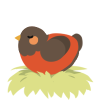 A vermilion and bark chicken with a head pattern