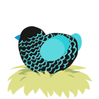 A sable and aqua chicken with a lace pattern