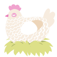 A cream chicken with a lace pattern
