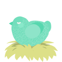 A mint chicken with a double-lace pattern