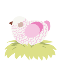 A white and pink chicken with a lace pattern