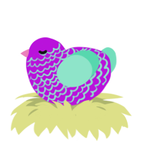 A amethyst and mint chicken with a lace pattern