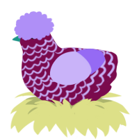 Fish Market Aunty, a wine and lilac chicken with a lace pattern