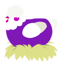 A violet and white chicken with a head pattern