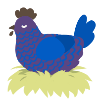 A overcast and ultramarine chicken with a lace pattern